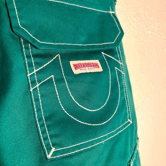 True Religion Military Single NeedleSkater Baggy Green Cargo Pants Size 28 NWT - Picture 3 of 4